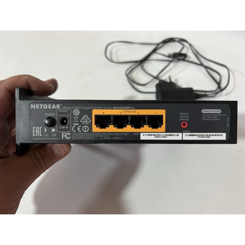 Repetidor wifi universal NetGear WN200RTPV3