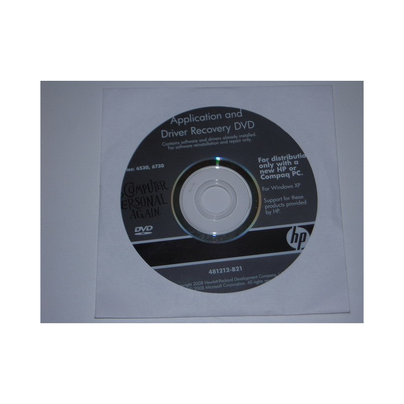 Disco de Recuperacion en DVD Portatiles hp 6530-6730 Xp